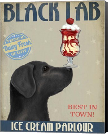 Framed Black Labrador Ice Cream Print