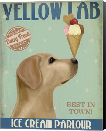 Framed Yellow Labrador Ice Cream Print