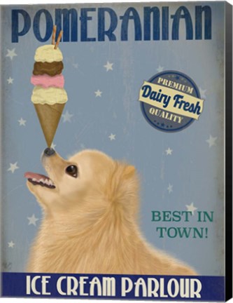 Framed Pomeranian Ice Cream Print