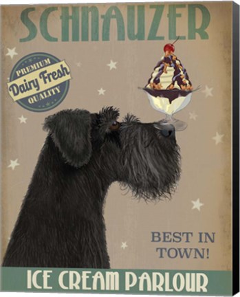 Framed Schnauzer, Black, Ice Cream Print