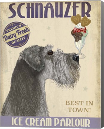 Framed Schnauzer, Grey, Ice Cream Print