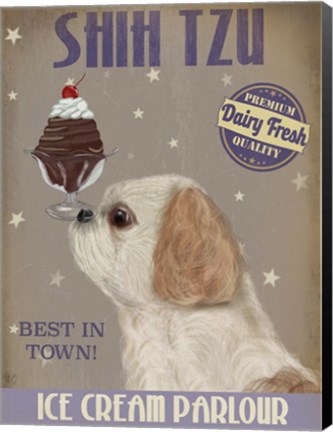 Framed Shih Tzu Ice Cream Print