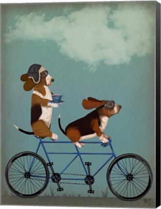 Framed Basset Hound Tandem Print