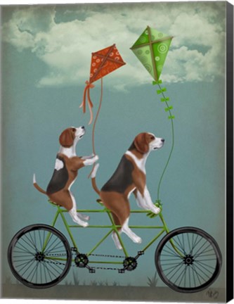 Framed Beagle Tandem Print