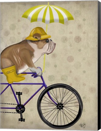 Framed English Bulldog on Bicycle Print