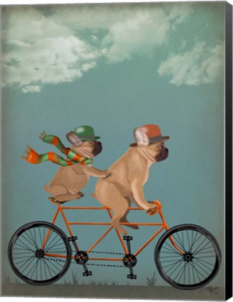 Framed French Bulldog Tandem Print