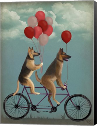 Framed German Shepherd Tandem Print