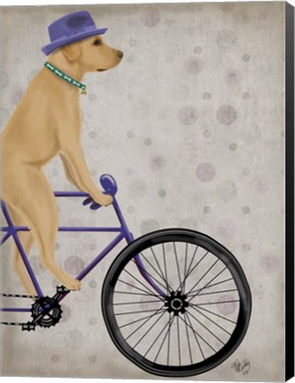 Framed Yellow Labrador on Bicycle Print