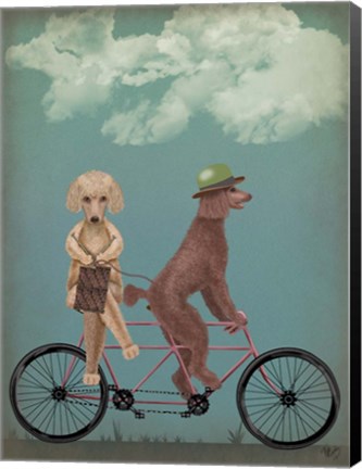 Framed Poodle Tandem Print