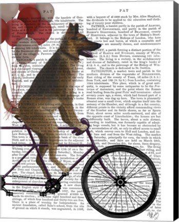 Framed German Shepherd on Bicycle Print