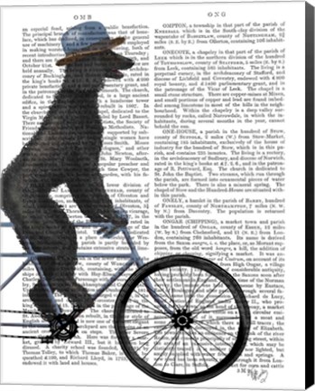 Framed Poodle on Bicycle, Black Print