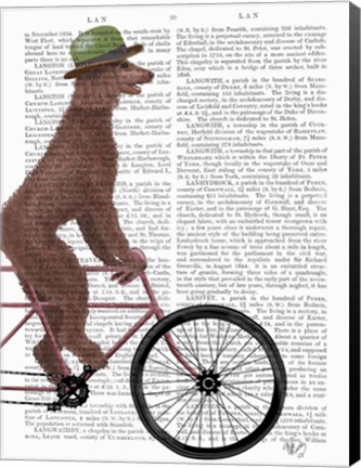 Framed Poodle on Bicycle, Brown Print