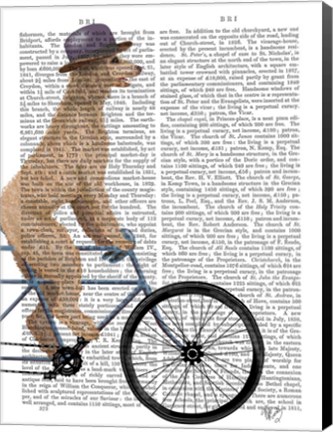 Framed Poodle on Bicycle, Cream Print