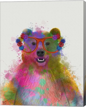 Framed Rainbow Splash Bear Print