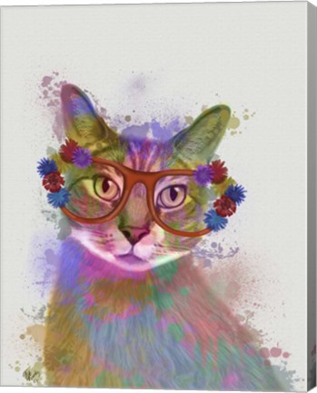 Framed Rainbow Splash Cat 1 Print