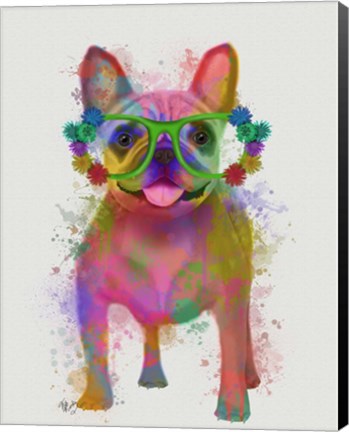 Framed Rainbow Splash French Bulldog, Full Print