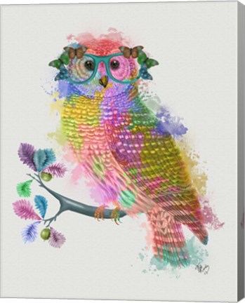 Framed Rainbow Splash Owl Print