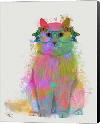 Framed Rainbow Splash Cat 3, Full Print