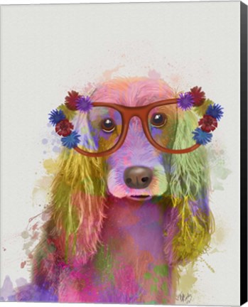 Framed Rainbow Splash Cocker Spaniel, Portrait Print