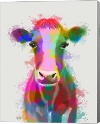 Framed Rainbow Splash Cow Print