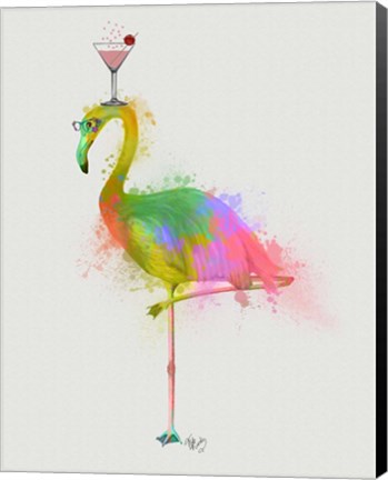 Framed Rainbow Splash Flamingo 2 Print