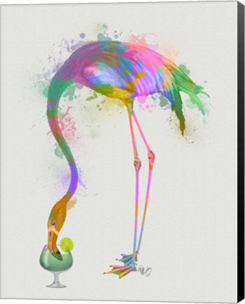 Framed Rainbow Splash Flamingo 3 Print