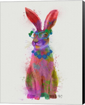 Framed Rainbow Splash Rabbit 2, Full Print