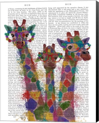 Framed Rainbow Splash Giraffe Trio Print