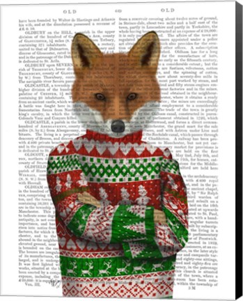 Framed Fox in Christmas Sweater Print