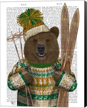 Framed Bear in Christmas Sweater Print