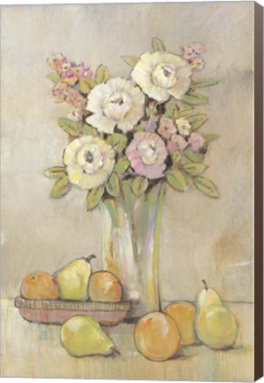 Framed Still Life Study Flowers &amp; Fruit I Print