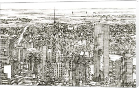 Framed Skyline Sketch I Print