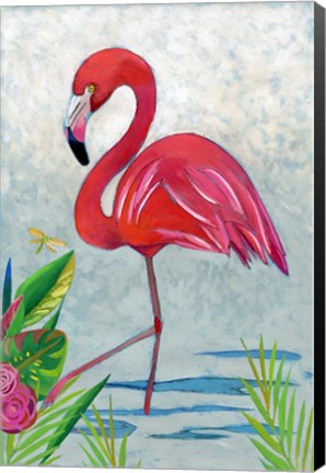 Framed Vivid Flamingo I Print