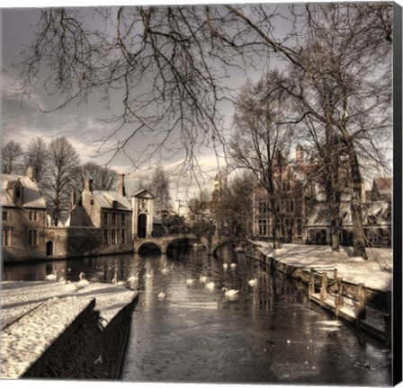 Framed Bruges In Christmas Dress Print