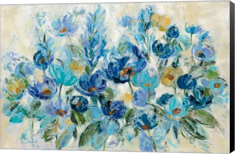 Framed Scattered Blue Flowers Print