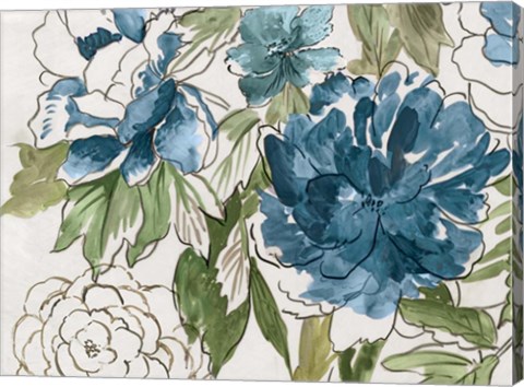 Framed Blue Floral III Print