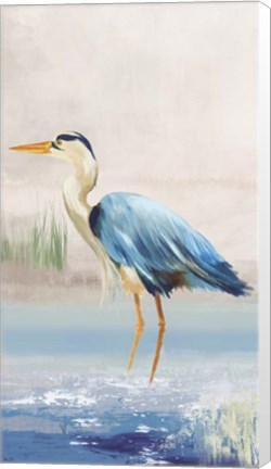 Framed Heron on the Beach II Print