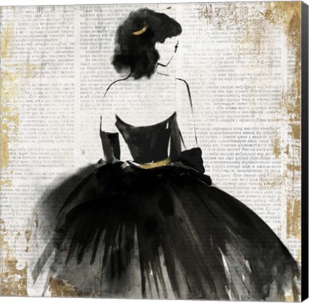 Framed Lady in Black Dress Print