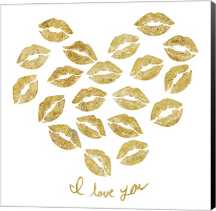 Framed I Love you Gold Lips Print