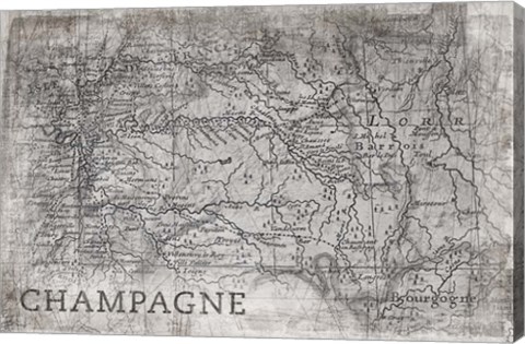 Framed Champagne Map White Print