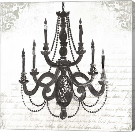 Framed Black Chandelier I Print