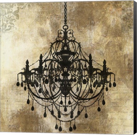 Framed Chandelier Gold I Print