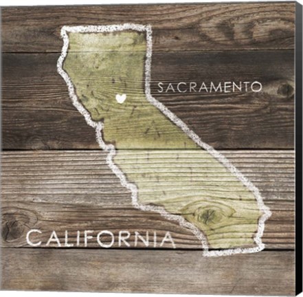 Framed California Rustic Map Print