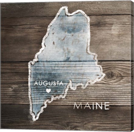 Framed Maine Rustic Map Print