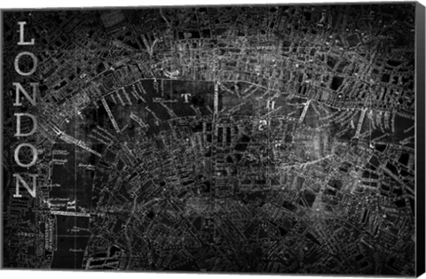 Framed Map London Black Print