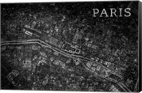 Framed Map Paris Black Print