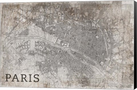 Framed Map Paris White Print