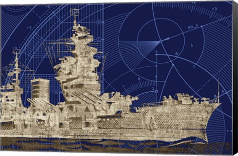 Framed Blueprint Submarine I Print