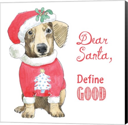 Framed Glamour Pups Christmas III Dear Santa Print