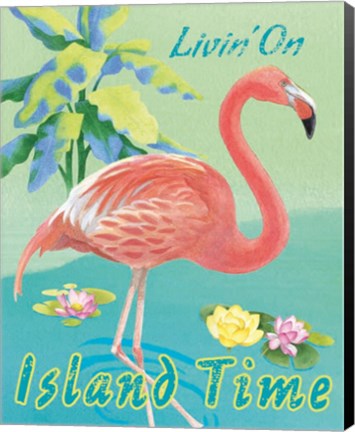 Framed Island Time Flamingo II Print